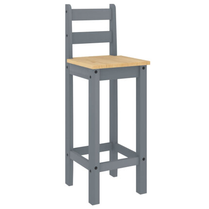 Ensemble Table mange debout Campagne avec 2 tabourets - Gris - Bois massif de pin 