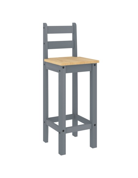 Ensemble Table mange debout Campagne avec 2 tabourets - Gris - Bois massif de pin 