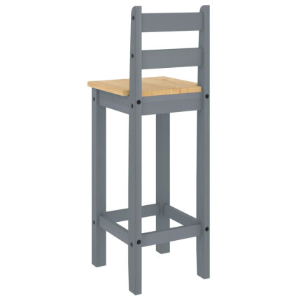 Ensemble Table mange debout Campagne avec 2 tabourets - Gris - Bois massif de pin 