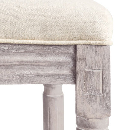 Tabourets de bar campagne / chic en lot de 2 en bois et avec revêtement en lin Blanc  {attributes}