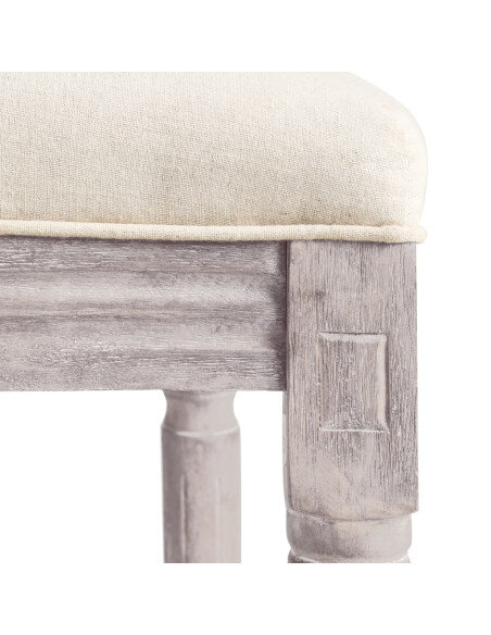 Tabourets de bar campagne / chic en lot de 2 en bois et avec revêtement en lin Blanc  {attributes}