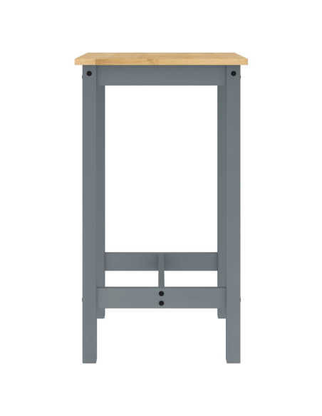 Ensemble Table mange debout Campagne avec 2 tabourets - Gris - Bois massif de pin 