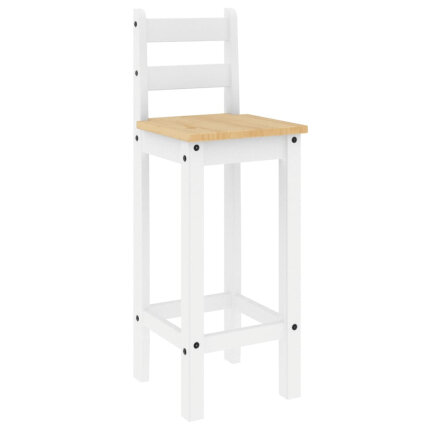 Ensemble Table mange debout Campagne avec 4 tabourets - Blanc - Bois massif de pin 