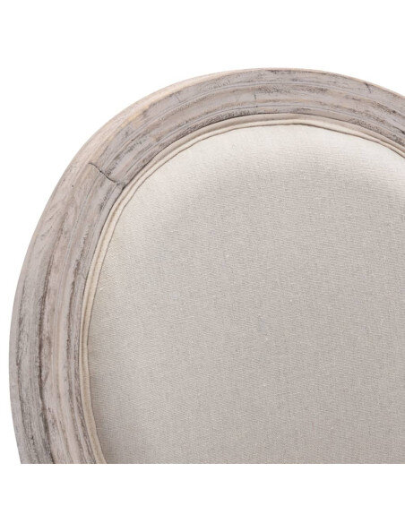 Tabourets de bar campagne / chic en lot de 2 en bois et avec revêtement en lin Blanc  {attributes}