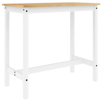 Ensemble Table mange debout Campagne avec 4 tabourets - Blanc - Bois massif de pin 
