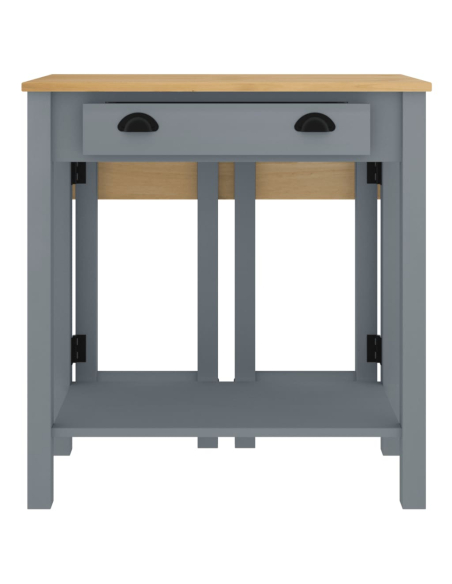Ensemble Table mange debout Campagne avec 4 tabourets - Gris - Bois massif de pin 
