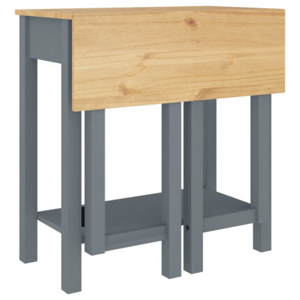 Ensemble Table mange debout Campagne avec 4 tabourets - Gris - Bois massif de pin 