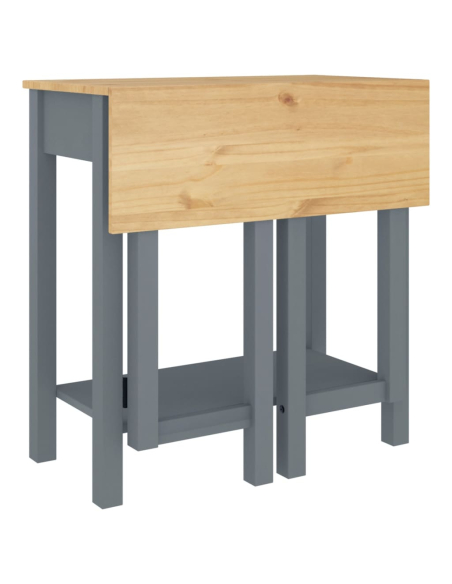 Ensemble Table mange debout Campagne avec 4 tabourets - Gris - Bois massif de pin 
