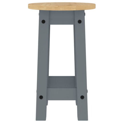 Ensemble Table mange debout Campagne avec 4 tabourets - Gris - Bois massif de pin 
