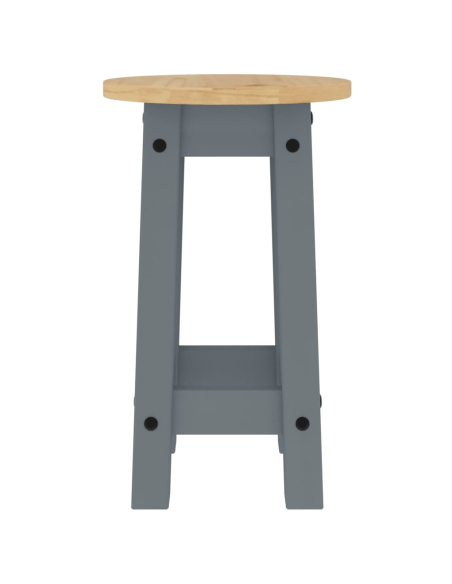 Ensemble Table mange debout Campagne avec 4 tabourets - Gris - Bois massif de pin 