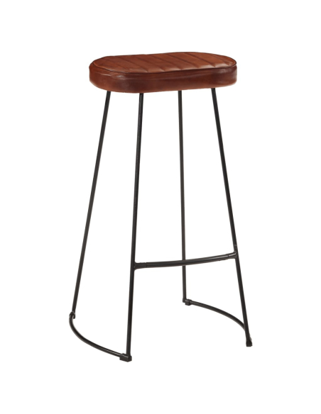 Ensemble Table mange debout Industriel avec 6 tabourets - Marron foncé - Bois massif de manguier et fer 
