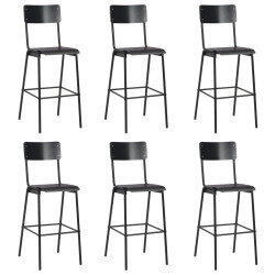 Chaise de bar rétro écolier en lot de 6 acier Noir