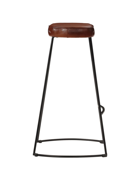 Ensemble Table mange debout Industriel avec 6 tabourets - Marron foncé - Bois massif de manguier et fer 