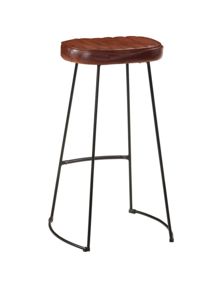 Ensemble Table mange debout Industriel avec 6 tabourets - Marron foncé - Bois massif de manguier et fer 