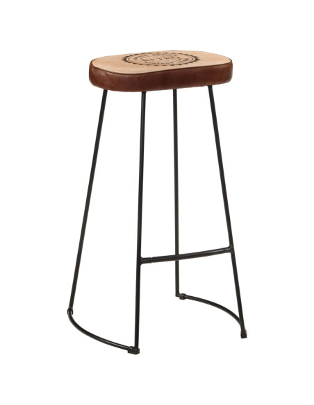 Ensemble Table mange debout Industriel avec 6 tabourets - Marron foncé - Bois massif de manguier et fer  Ensemble Table mange debout Industriel avec 6 tabourets - Marron foncé - Bois massif de manguier et fer