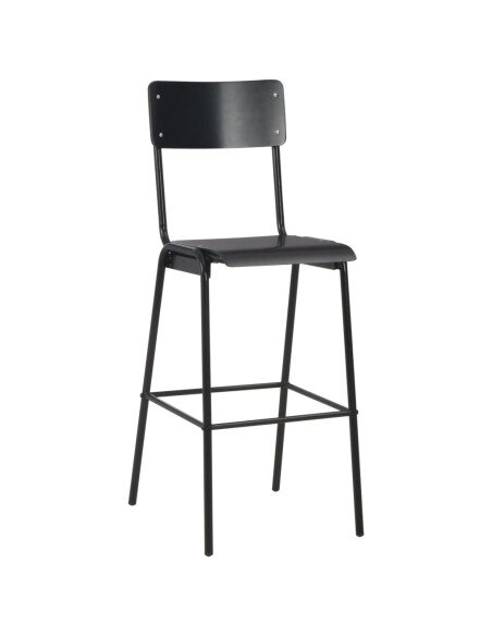 Chaise de bar rétro écolier en lot de 6 acier Noir Chaise de bar rétro écolier en lot de 6 acier Noir