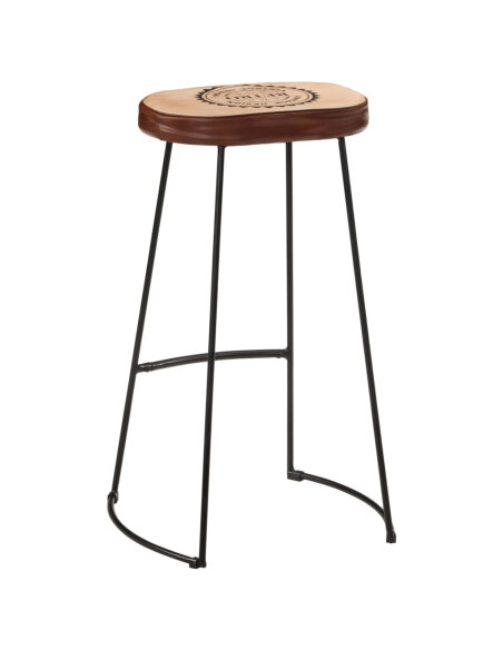 Ensemble Table mange debout Industriel avec 6 tabourets - Marron foncé - Bois massif de manguier et fer  Ensemble Table mange debout Industriel avec 6 tabourets - Marron foncé - Bois massif de manguier et fer