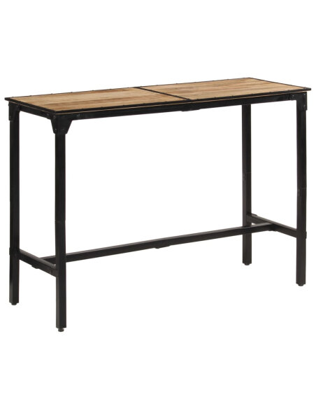 Ensemble Table mange debout Industriel avec 6 tabourets - Marron foncé - Bois massif de manguier et fer  Ensemble Table mange debout Industriel avec 6 tabourets - Marron foncé - Bois massif de manguier et fer