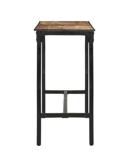 Ensemble Table mange debout Industriel avec 6 tabourets - Marron foncé - Bois massif de manguier et fer  Ensemble Table mange debout Industriel avec 6 tabourets - Marron foncé - Bois massif de manguier et fer