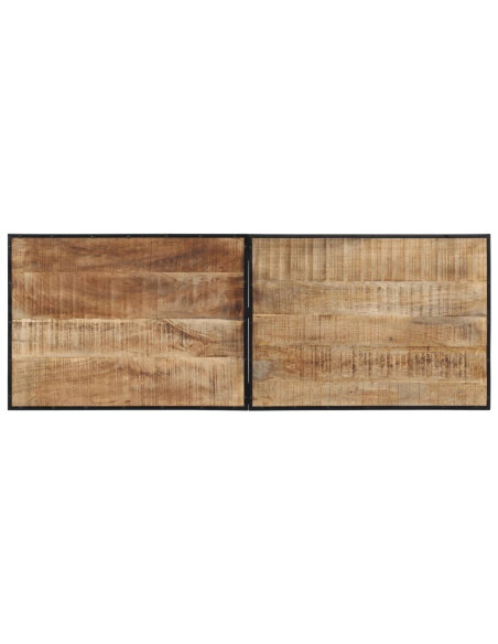 Ensemble Table mange debout Industriel avec 6 tabourets - Marron foncé - Bois massif de manguier et fer  Ensemble Table mange debout Industriel avec 6 tabourets - Marron foncé - Bois massif de manguier et fer