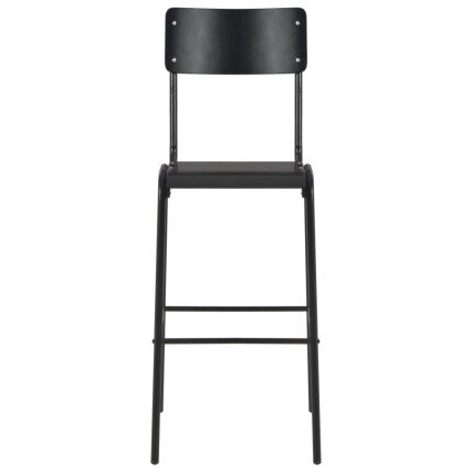 Chaise de bar rétro écolier en lot de 6 acier Noir