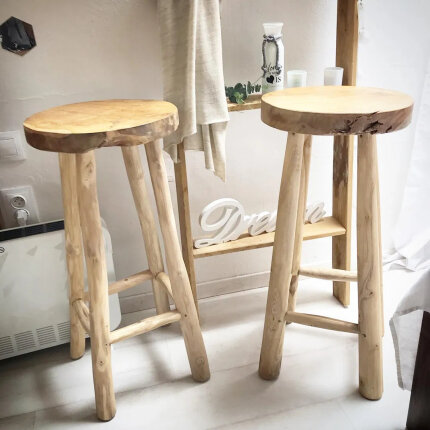 Tabouret de Bar en bois Bohème Naturel Teck