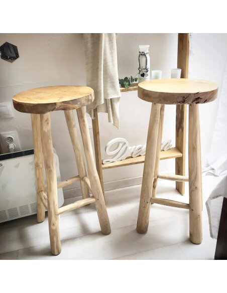 Tabouret de Bar en bois Bohème Naturel Teck Tabouret de Bar en bois Bohème Naturel Teck