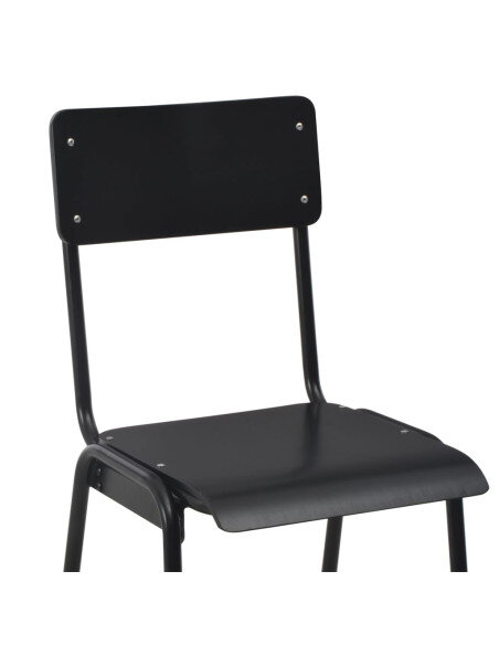 Chaise de bar rétro écolier en lot de 6 acier Noir Chaise de bar rétro écolier en lot de 6 acier Noir
