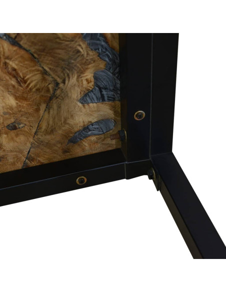 Table basse en bois massif et en résine noire