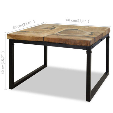 Table basse en bois massif et en résine noire