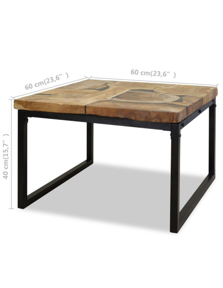 Table basse en bois massif et en résine noire