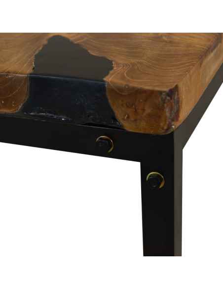 Table basse en bois massif et en résine noire