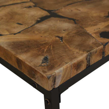 Table basse en bois massif et en résine noire