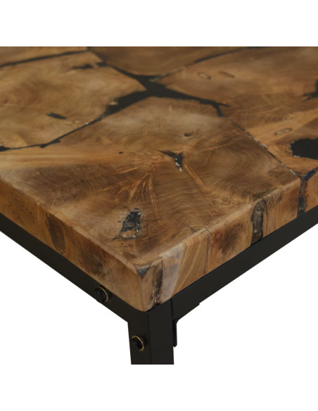 Table basse en bois massif et en résine noire