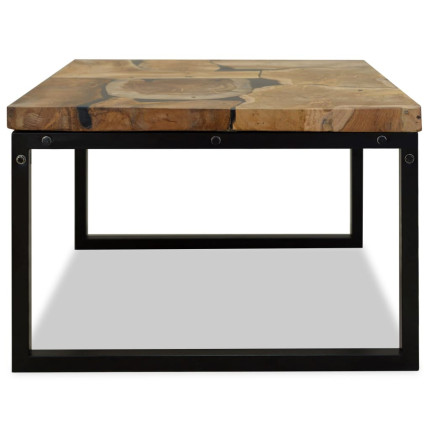 Table basse en bois massif et en résine noire