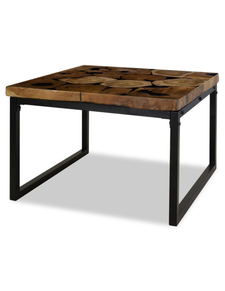 Table basse en bois massif et en résine noire