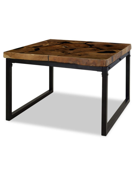 Table basse en bois massif et en résine noire