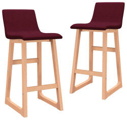 Tabourets de bar en lot de 2 en tissu Rouge
