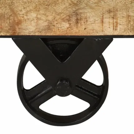 Table basse  industrielle avec rangement en bois massif de manguier
