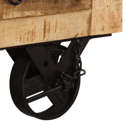 Table basse  industrielle avec rangement en bois massif de manguier