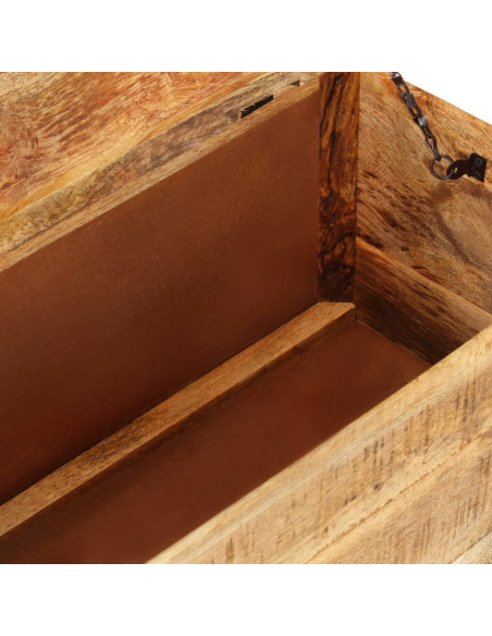 Table basse  industrielle avec rangement en bois massif de manguier