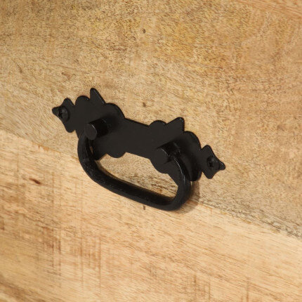 Table basse  industrielle avec rangement en bois massif de manguier