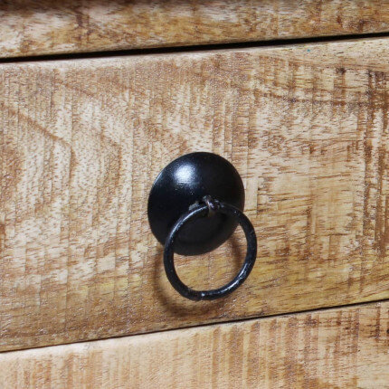 Table basse  industrielle avec rangement en bois massif de manguier