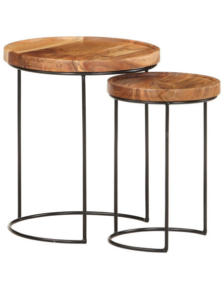 Ensemble 2 Tables basses Gigognes Bois massif Industriel Ensemble 2 Tables basses Gigognes Bois massif Industriel