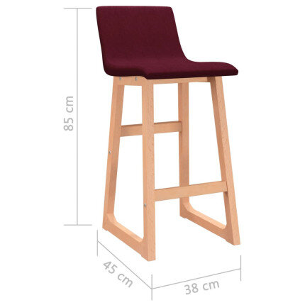 Tabourets de bar en lot de 2 en tissu Rouge  