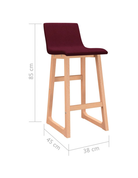 Tabourets de bar en lot de 2 en tissu Rouge  