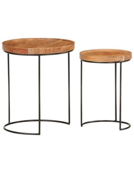 Ensemble 2 Tables basses Gigognes Bois massif Industriel Ensemble 2 Tables basses Gigognes Bois massif Industriel