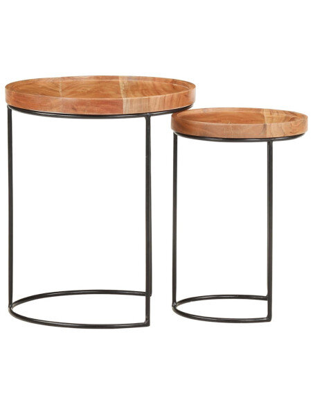 Ensemble 2 Tables basses Gigognes Bois massif Industriel Ensemble 2 Tables basses Gigognes Bois massif Industriel