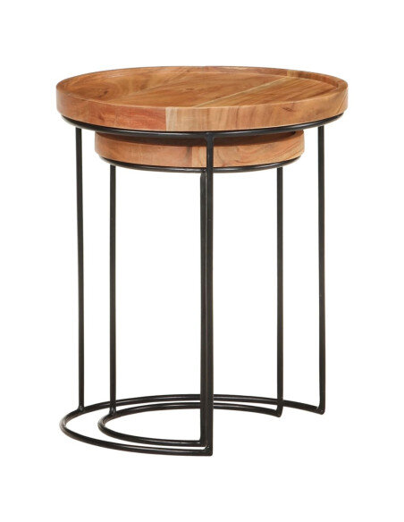 Ensemble 2 Tables basses Gigognes Bois massif Industriel Ensemble 2 Tables basses Gigognes Bois massif Industriel