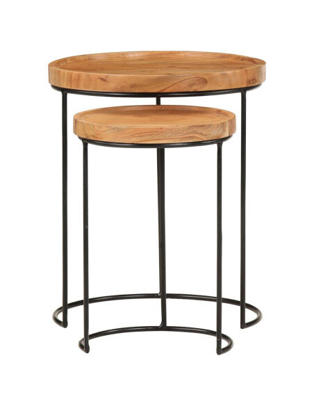 Ensemble 2 Tables basses Gigognes Bois massif Industriel Ensemble 2 Tables basses Gigognes Bois massif Industriel